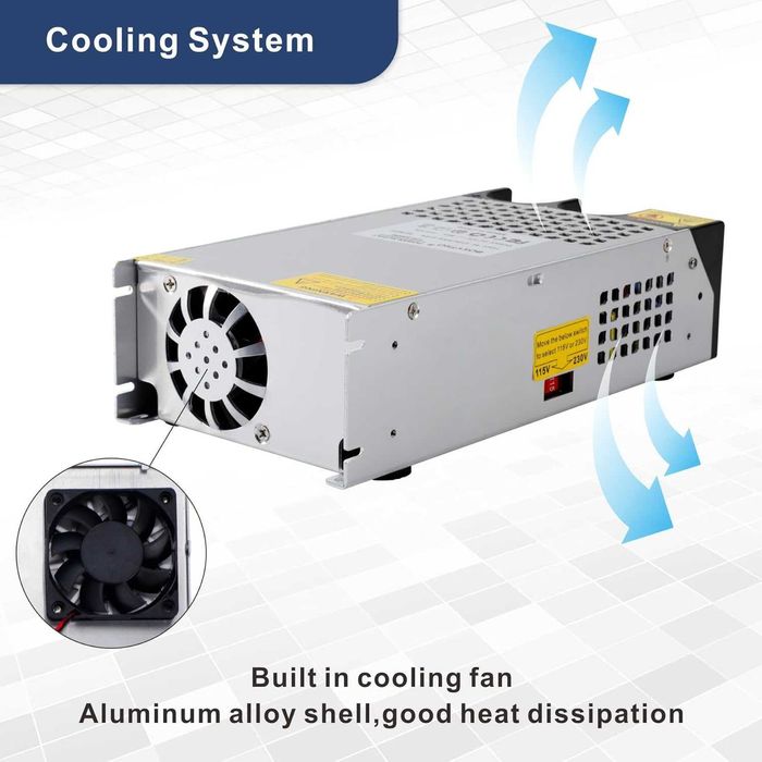 BOSYTRO регулируемо захранване 0–24V 25A 600W за LED и CCTV