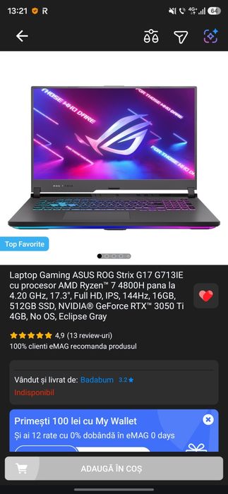 Asus Rog Strix G17 amd ryzen7 rtx3050