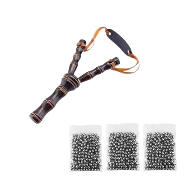 Set praștie din lemn si 300 bile metalice, pentru airsoft si prastie