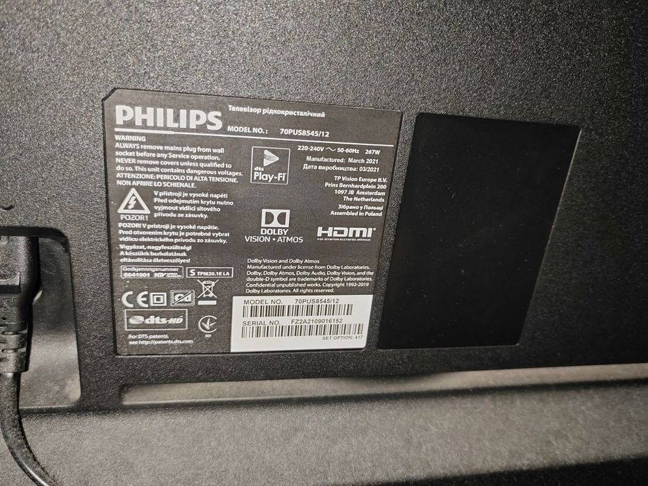 Televizor Philips Ambilight The One LED 70PUS8545, 176 cm, Smart Android, 4K