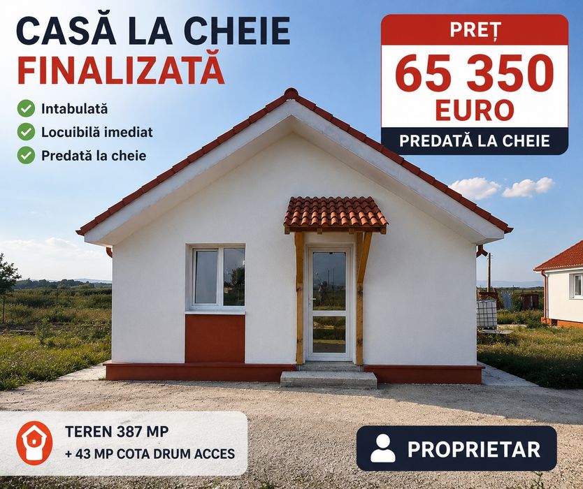 Casă nouă parter | 45 mp utili | 430 mp teren și acces | Prejmer | LA CHEIE | 65 350 euro