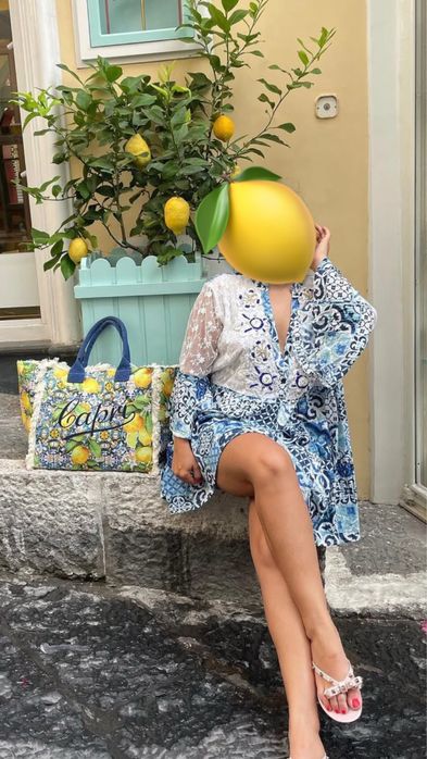 Лятна чанта Capri Стил  Dolce Vita с лимони