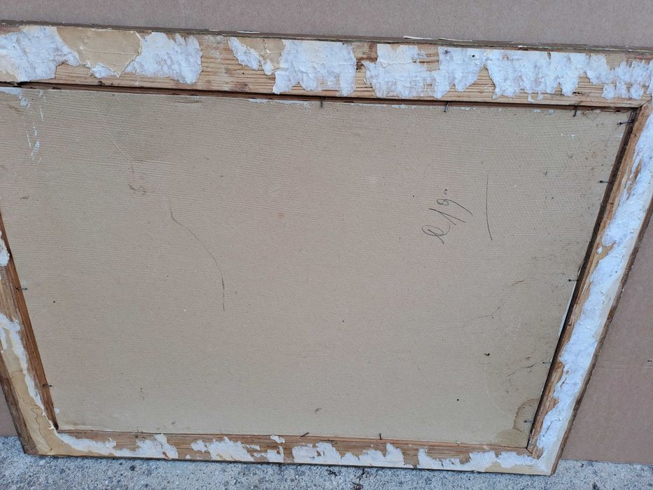 tablou vechi pictura pe carton gros 82/62 cm semnat