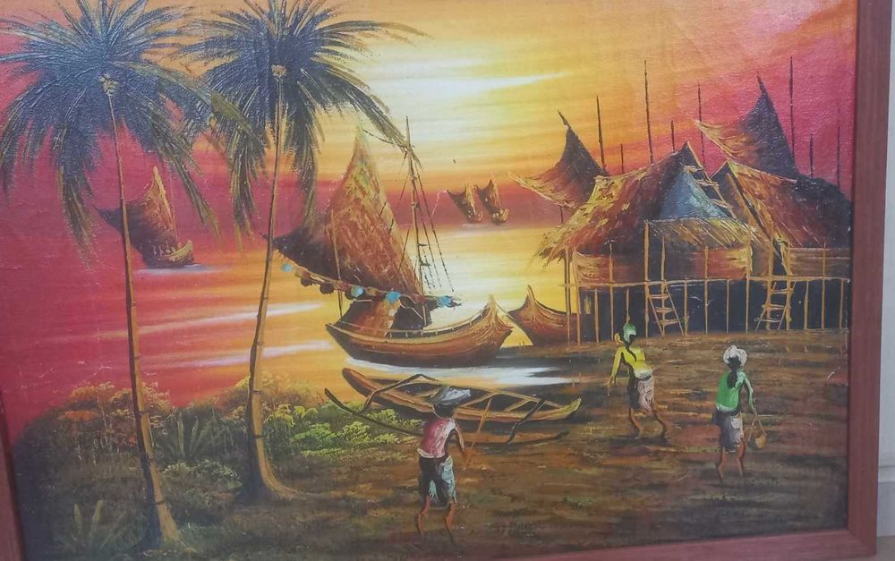 Картина от Бали, Индонезия и Картина на В. Славчев