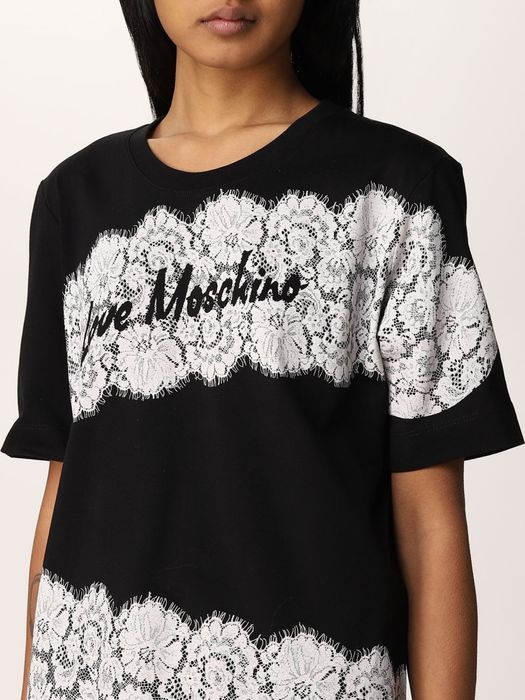 Love moschino тениска с апликация от дантела