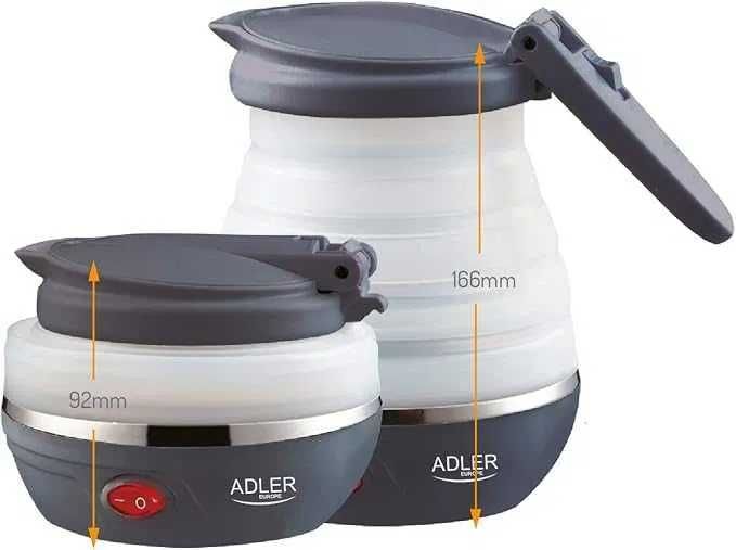 Adler AD1279 Сгъваема електрическа кана, 0,6 л, 750 W, силиконова, без BPA