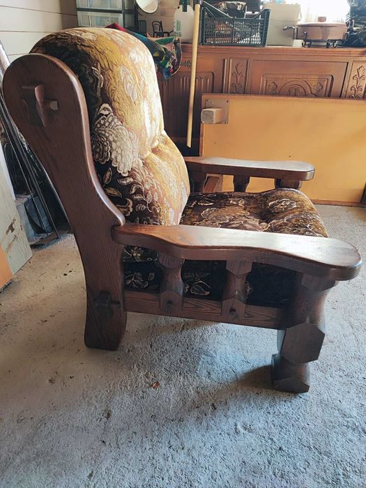 Двоен диван и фотьойл от масив