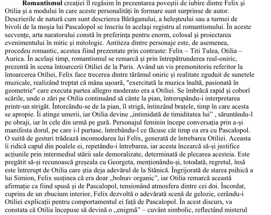 Comentarii Limba si Literatura Romana Bacalaureat- Nota 10