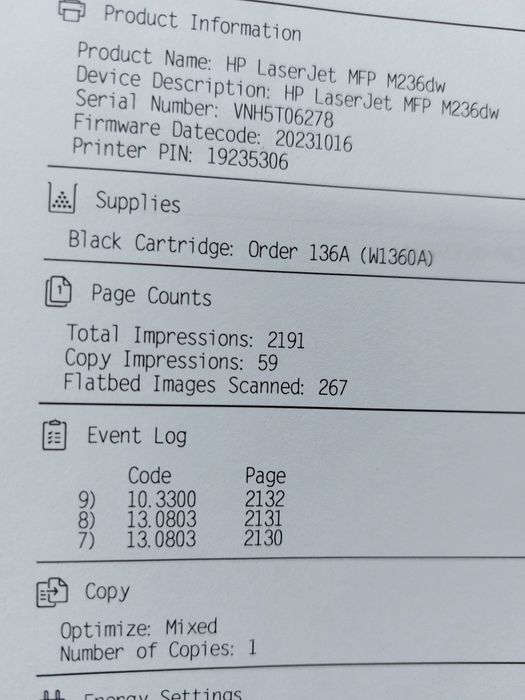 МФУ Hp M236dw
принтер, сканер, копир.