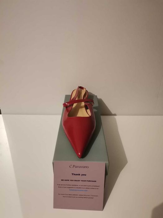 Pantofi dama C. Paravano rosii, marimea 41, noi, piele ecologica