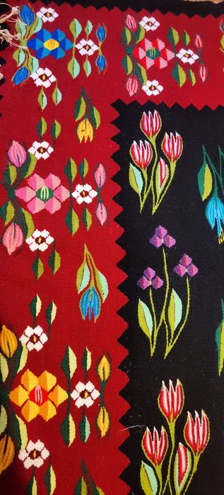 Covor oltenesc + carpeta din lână, noi, nefolosite, 250X150cm/ 45X50cm