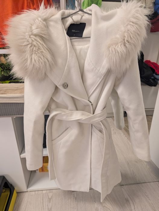 Palton alb BSB cu gluga