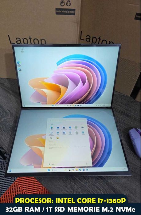 Laptop Dual Screen 16”+16” • i7-1360P • 32GB • 1TB SSD • Touch • Nou