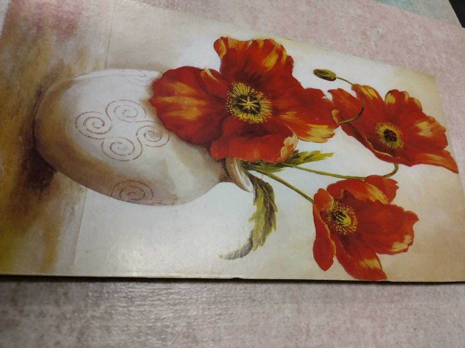 Винтидж пано с червени цветя от Италия