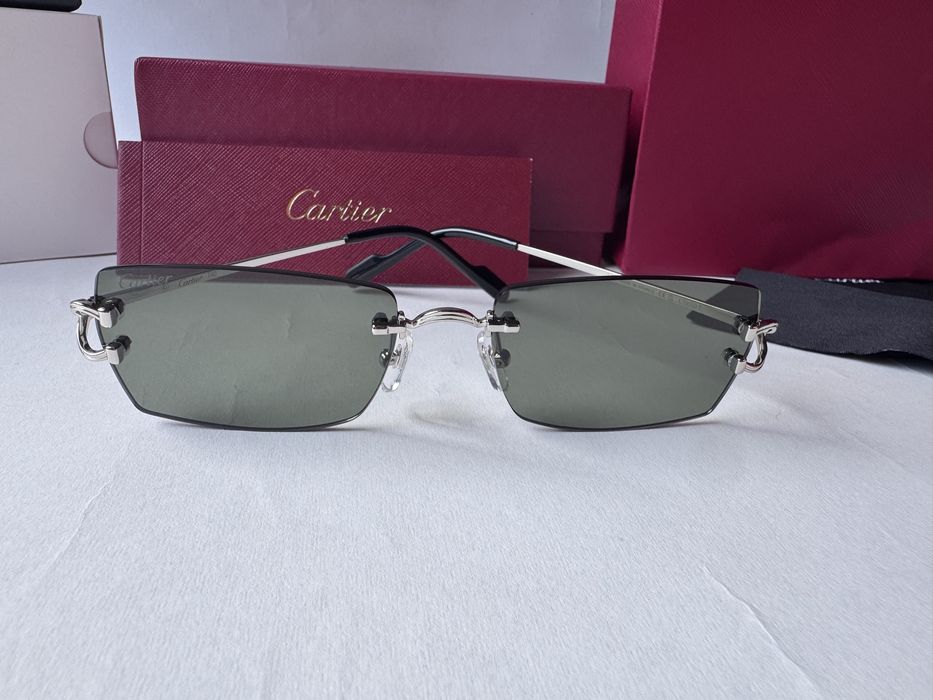 Ochelari de soare Cartier Rectangle-Rimless CT0550S 56-18 140, Noi