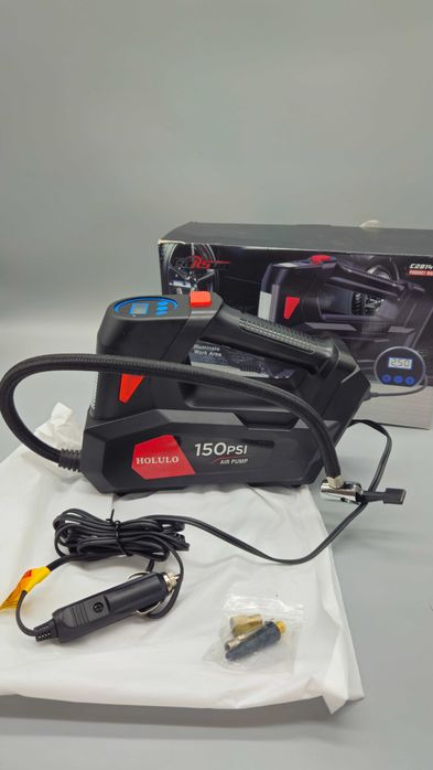 Преносим компресор за гуми CarSun с LED осветление и цифров манометър