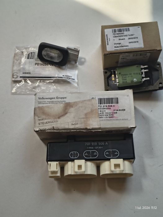 Releu clima AC vw T4/ Sharan , lampa iluminat trapă ușa laterală T4 , rezistor pentru reglarea turației ventilator aer cald/rece compartiment pasageri