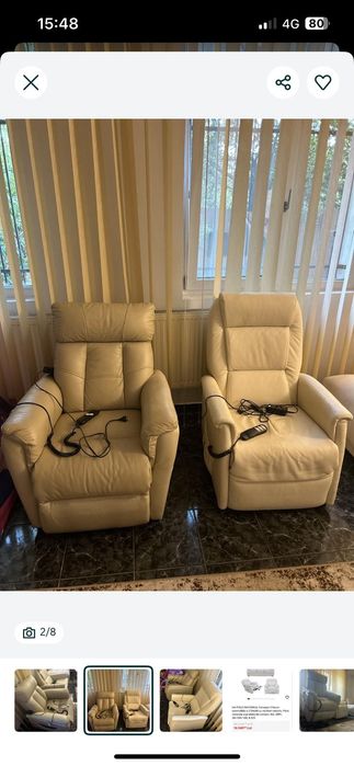 Fotoliu electric tv piele naturala an 2018 2 buc ca nou la 1/3 pret