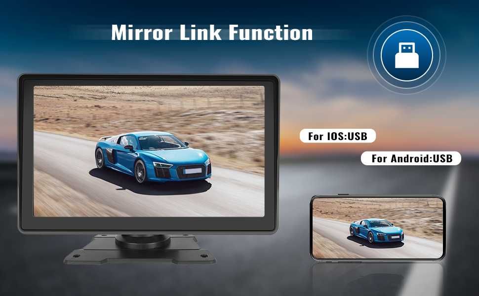 Мултимедия Camecho Wireless Carplay & Android Auto, 7-инчов