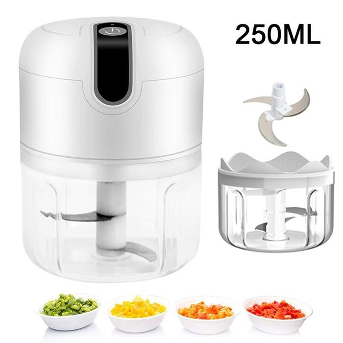Електрическа резачка за чесън, мини преносима резачка, 250 мл, бяла,