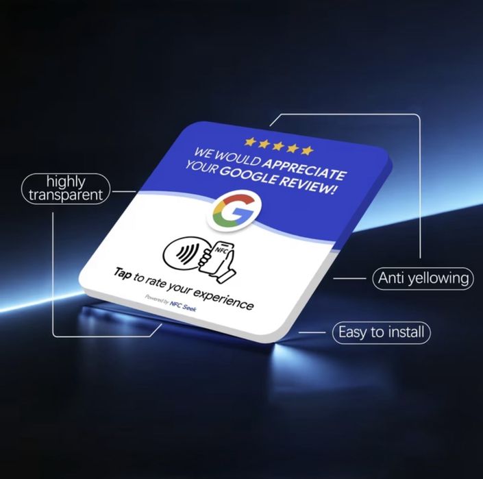 Google NFC Review Sticker – висок клас | 12×12 см | Бърза доставка | 10 за 80€