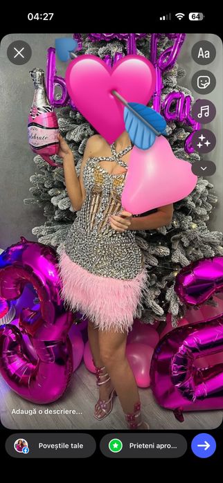Rochie cu pietre si puf masura S -M