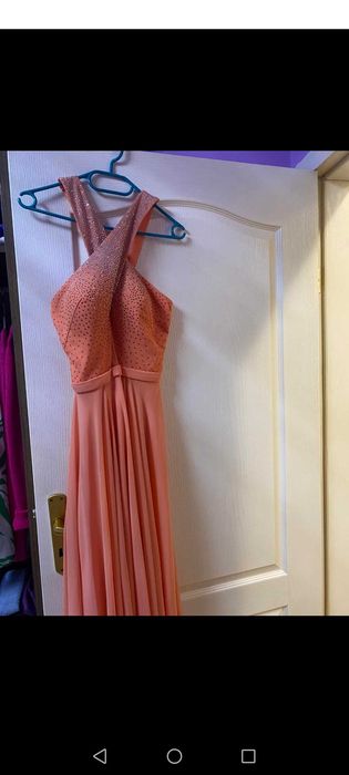 Официална рокля цвят праскова