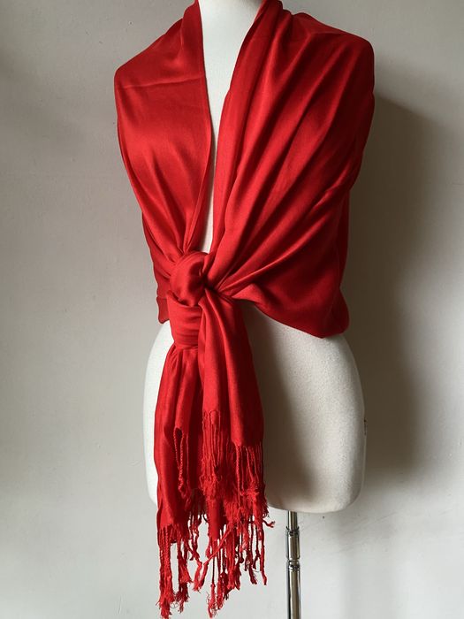 Червен шал от кашмир, коприна, пашмина/ различни видове