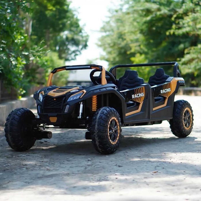 UTV electric cu 4 locuri, Kinderauto Racing 4x 150W 24V 14Ah gold