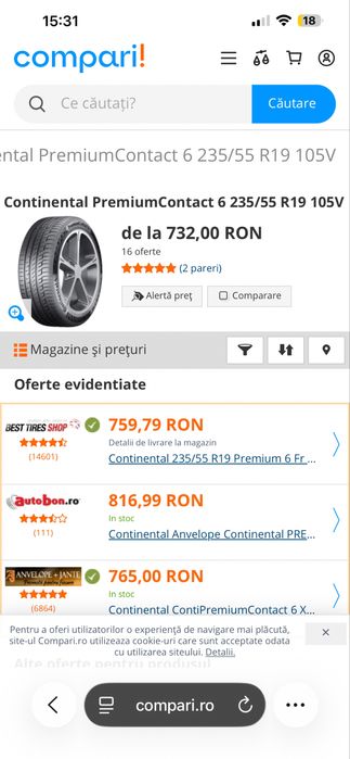 Anvelope noi Continental premiumcontact 6 235 55 r19