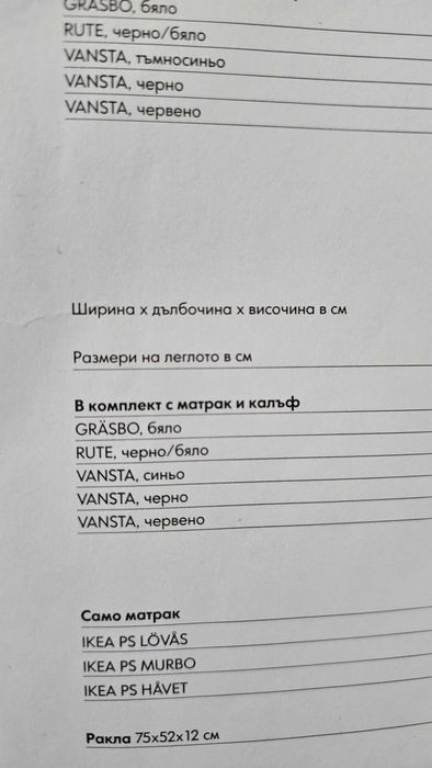 Разтегателен диван IKEA PS с Матрак Murbo и оригинален калъф Rute в черно / бяло