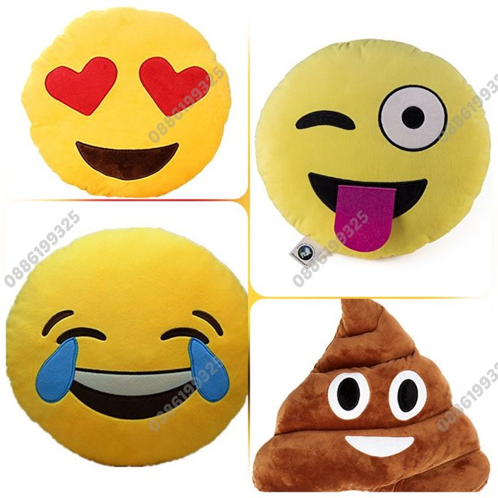 Голяма плюшена играчка Скуиши, Плюшена играчка Възглавница/ Пуф Емоджи