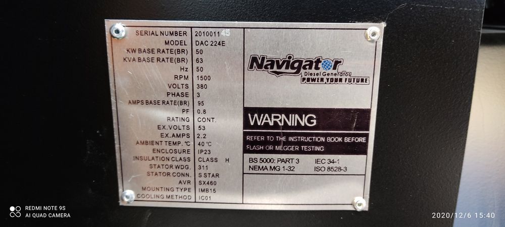 Dizel Generator Covax Navigator Brend 50 kw