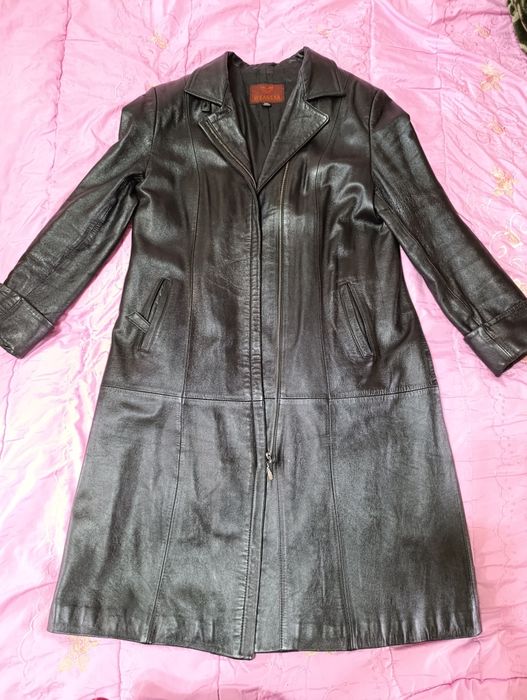 Натуральный кожаный суртюк как плащ демисезонный