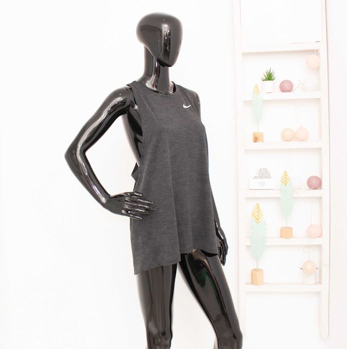 Nike Dry Medalist Tank Top дамски потник тъмно сив с цепка на гърба L