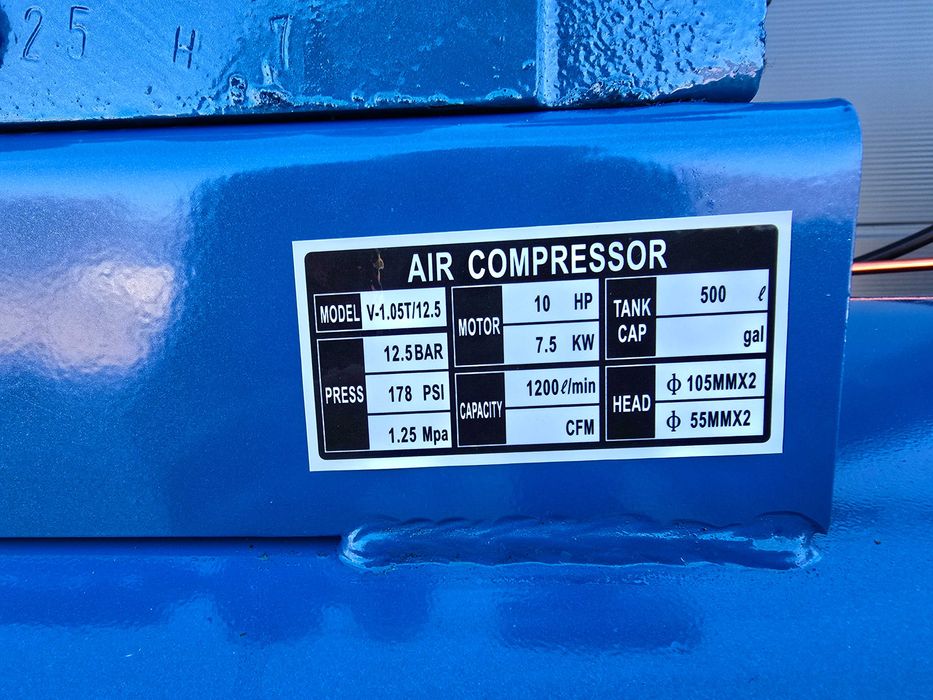 Компресор за въздух 500л.7.5 KW / 10 HР / 12.5 бара.TACH -1200л/мин