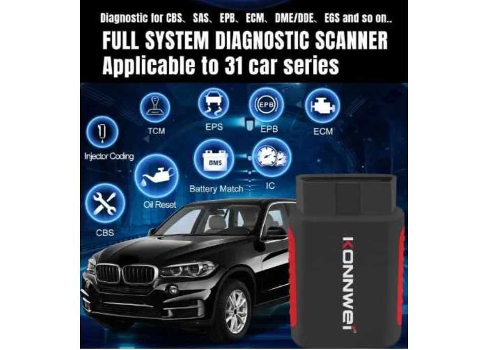 Tester AUTO 2024 Bluetooth OBD2 Scanner KONNWEI Full System OBD II