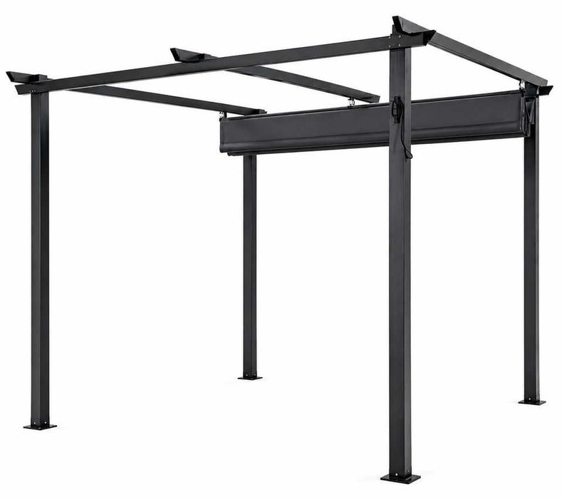 Pergolă Aluminiu cort 3×3 m cu Acoperiș Textil Retractabil, Cadru Metalic Vopsit în Câmp Electrostatic Model YS-1007-E