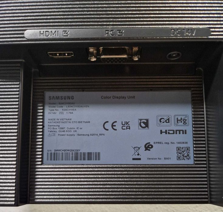 Monitor Samsung S24C310EAU, 24", FHD, 1920 x 1080, 75Hz 5ms HDMI