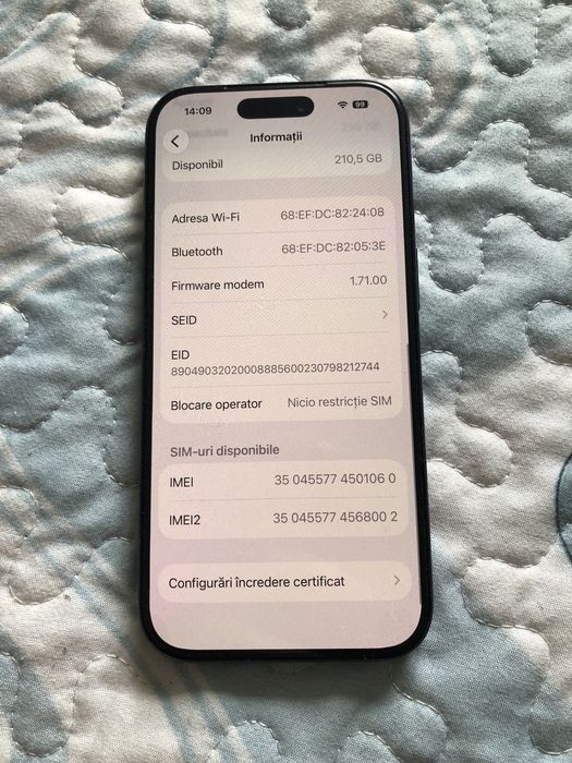 V/S Iphone 17 pro/92% baterie impecabil