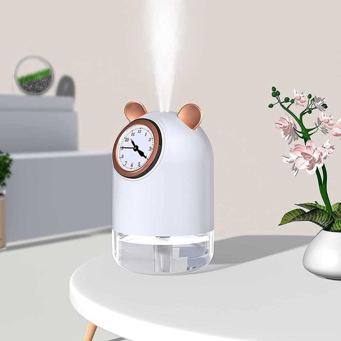 Арома дифузер с LED светлина и дигитален часовник – 300ml USB овлажнител
