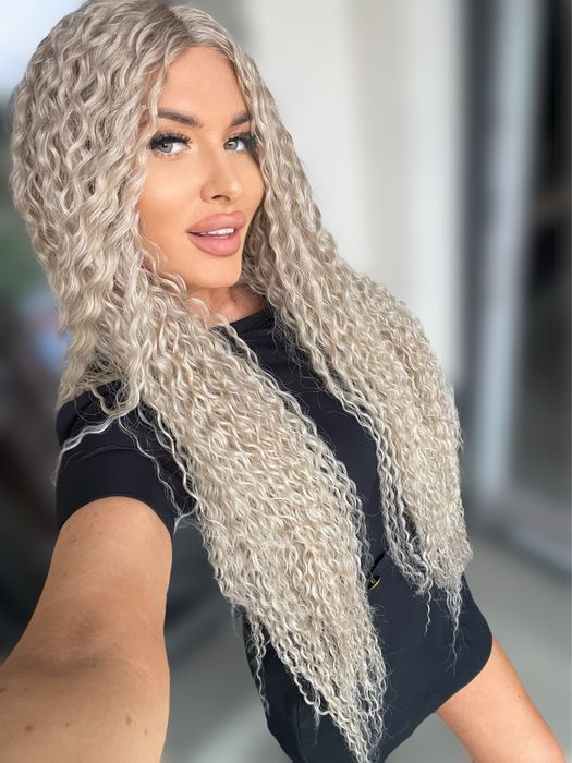 Peruca afro blonda lunga lace front