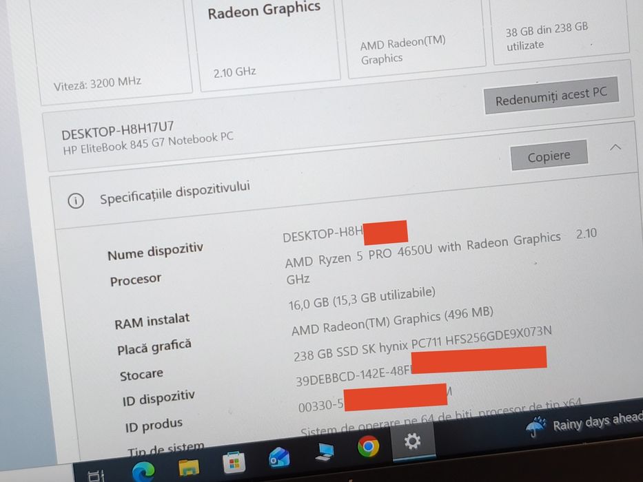 Laptop HP EliteBook 845 G7 Notebook PC  16g RAM ssd256