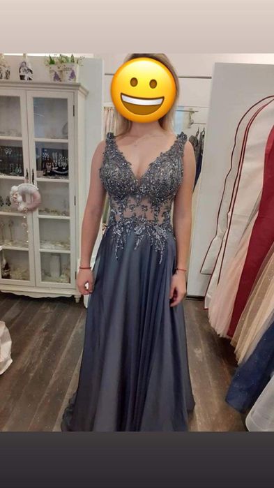 Бална рокля сиво-сребърна