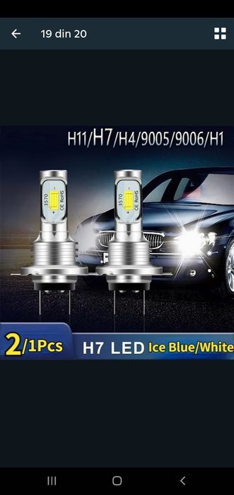 Becuri h7 led albastru gheata
