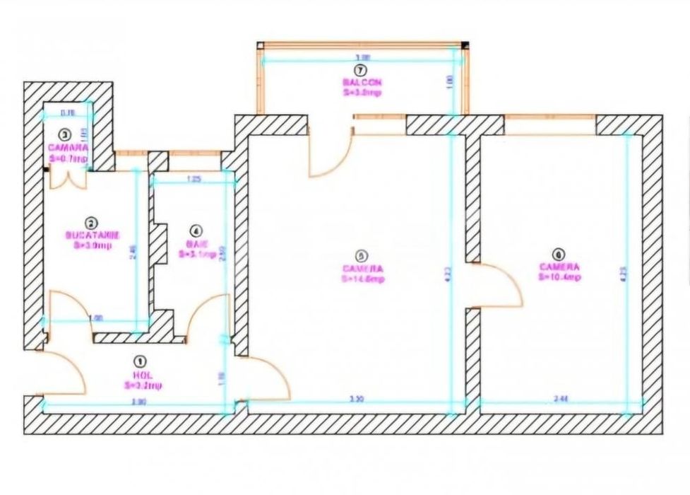 Apartament 2 camere de vanzare cu balcon in zona Ciresica din Sibiu