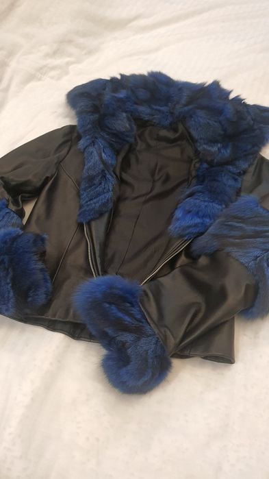 Кожено яке с яка S-M