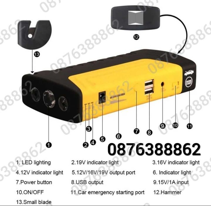 Комплект стартерно устройство High Power Jump  за кола + компресор