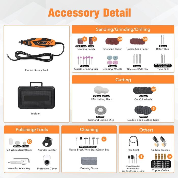 Unealtă multifuncțională cu 212 Accesorii 135W, Livrare Gratuita