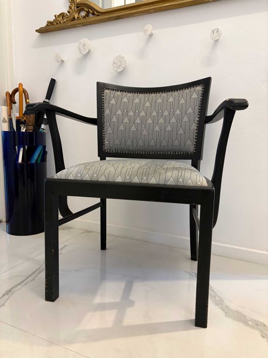 Scaun fotoliu Otto Wagner, tapiterie Joseph Hoffmann Art Nouveau Viena